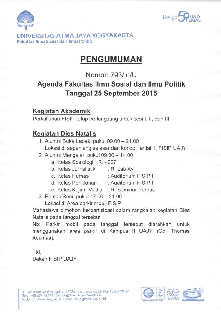 pengumuman 25 sept 2015